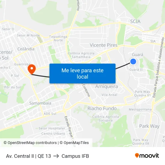Av. Central ll | QE 13 to Campus IFB map