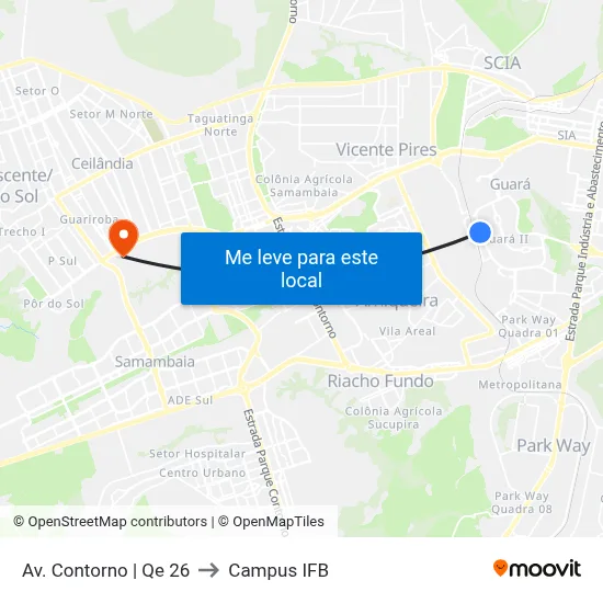 Av. Contorno | Qe 26 to Campus IFB map