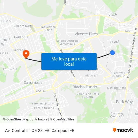 Av. Central ll | QE 28 to Campus IFB map