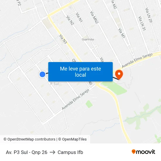 Av. P3 Sul - Qnp 26 to Campus Ifb map