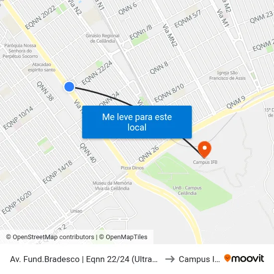 Av. Fund.Bradesco | Eqnn 22/24 (Ultrabox) to Campus Ifb map
