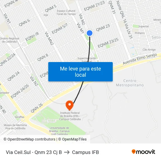 Via Ceil.Sul - Qnm 23 Cj B to Campus IFB map