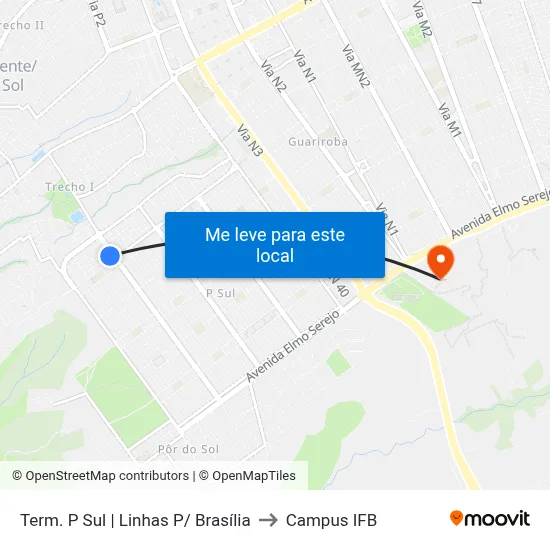 Term. P Sul | Linhas P/ Brasília to Campus IFB map