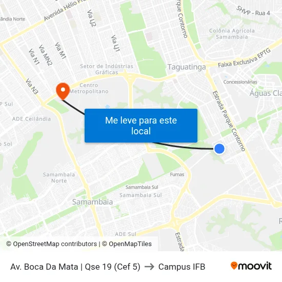 Av. Boca Da Mata | Qse 19 (Cef 5) to Campus IFB map
