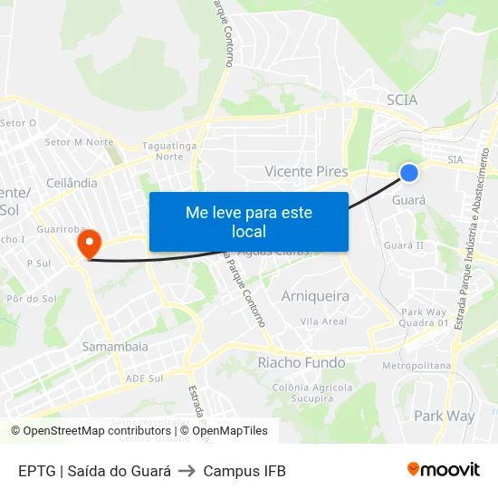 EPTG | Saída do Guará to Campus IFB map