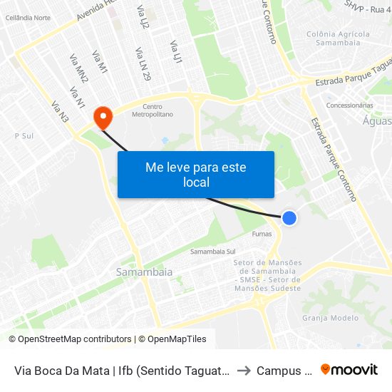 Via Boca Da Mata | Ifb (Sentido Taguatinga) to Campus Ifb map