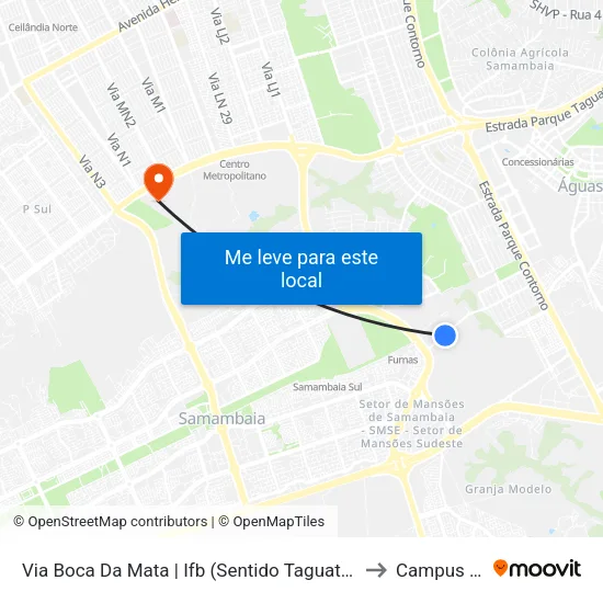 Via Boca Da Mata | Ifb (Sentido Taguatinga) to Campus Ifb map