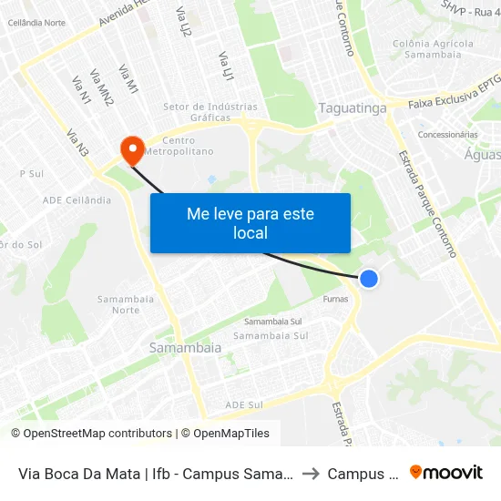 Via Boca Da Mata | Ifb - Campus Samambaia to Campus IFB map