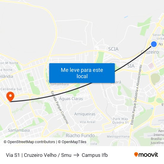 Via S1 | Cruzeiro Velho / Smu to Campus Ifb map