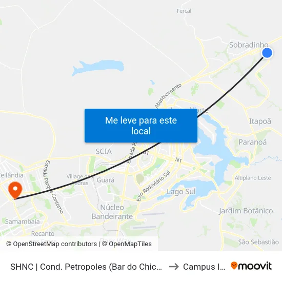 SHNC | Cond. Petropoles (Bar do Chicão) to Campus Ifb map