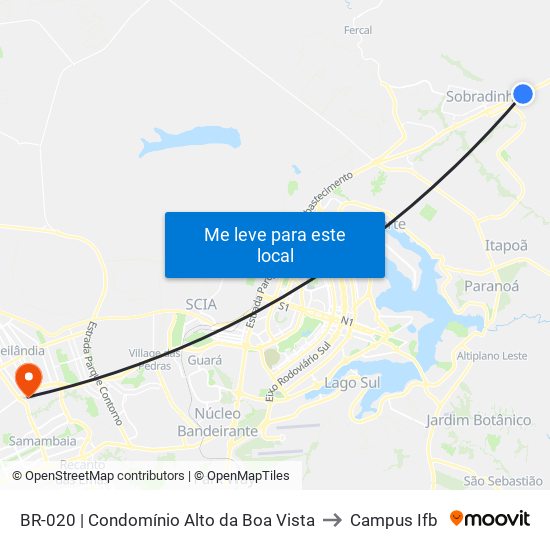Br-020 | Cond. Alto Da Boa Vista to Campus Ifb map