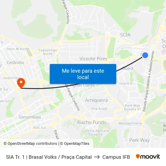 SIA Tr. 1 | Brasal Volks / Praça Capital to Campus IFB map