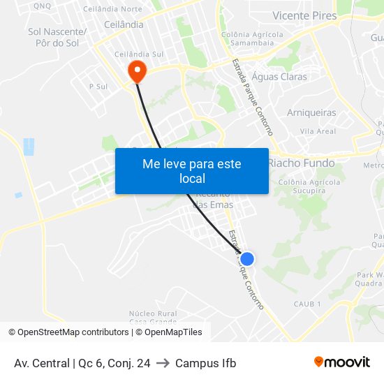 Av. Central | Qc 6, Conj. 24 to Campus Ifb map