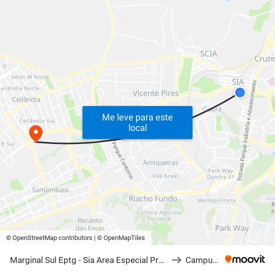 Marginal Sul Eptg - Sia Area Especial Próximo À Ceb to Campus Ifb map