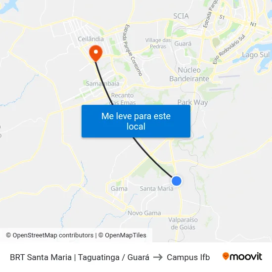 BRT Santa Maria | Taguatinga / Guará to Campus Ifb map