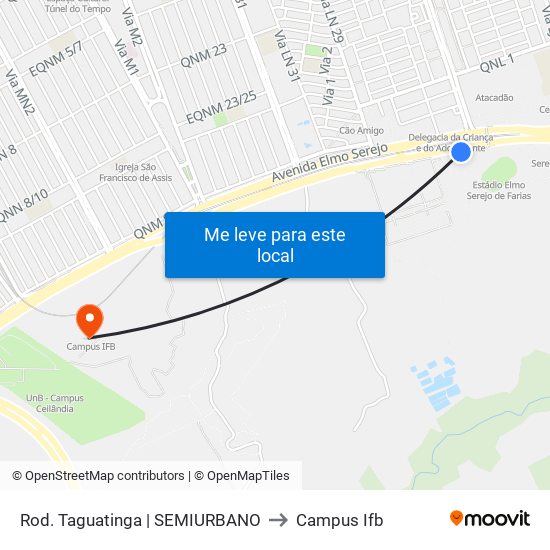 Rod. Taguatinga | SEMIURBANO to Campus Ifb map