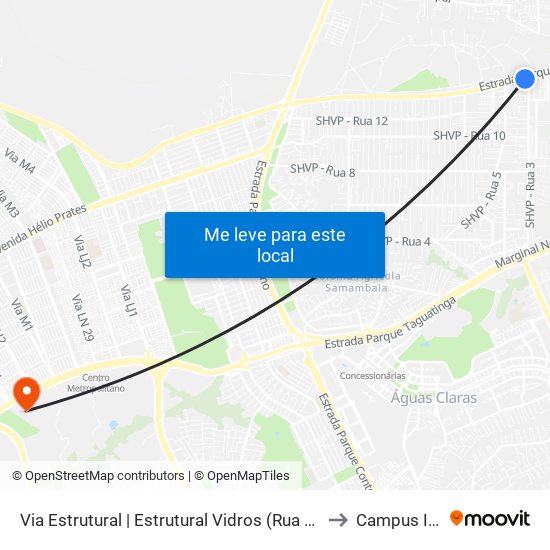 Via Estrutural | Estrutural Vidros (Rua 03) to Campus Ifb map