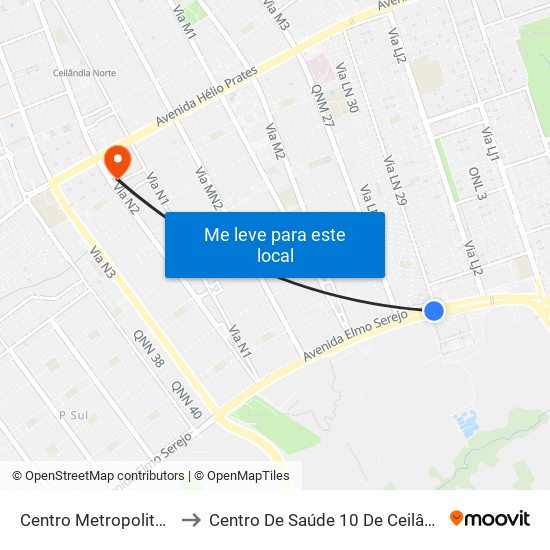 Centro Metropolitano to Centro De Saúde 10 De Ceilândia map