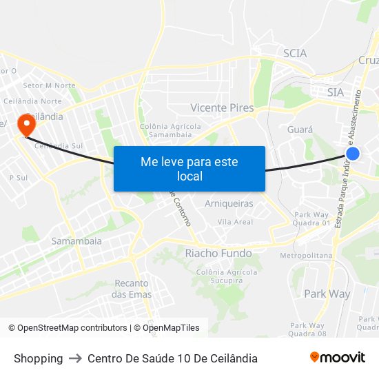 Shopping to Centro De Saúde 10 De Ceilândia map