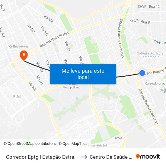 Corredor Eptg | Estação Estrada Parque (Sentido Tag.) to Centro De Saúde 10 De Ceilândia map