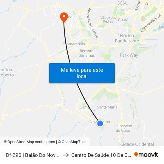 Df-290 | Balão Do Novo Gama to Centro De Saúde 10 De Ceilândia map