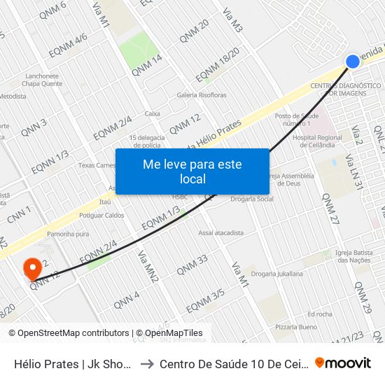 Hélio Prates | Jk Shopping to Centro De Saúde 10 De Ceilândia map