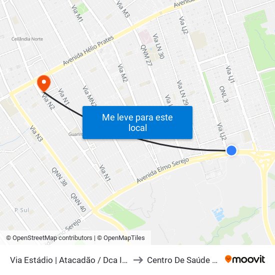 Via Estádio | Atacadão / Dca II / Rodoviária / Estádio to Centro De Saúde 10 De Ceilândia map