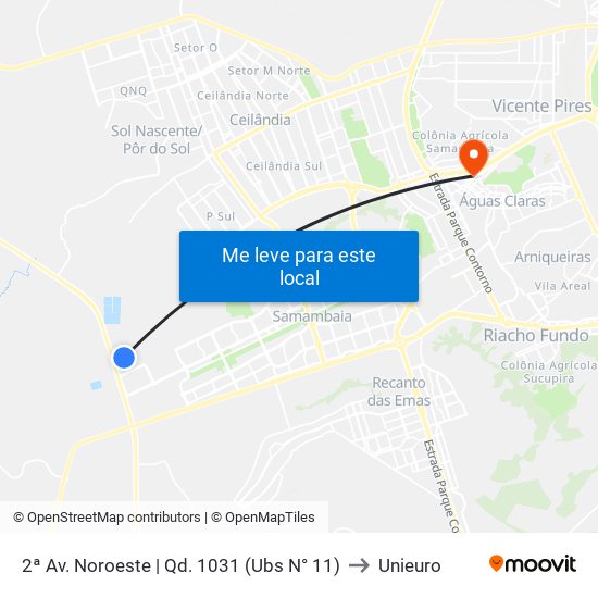 2ª Av. Noroeste | Qd. 1031 (Ubs N° 11) to Unieuro map