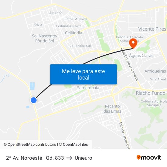 2ª Av. Noroeste | Qd. 833 to Unieuro map