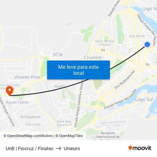 UnB | Fiocruz / Finatec to Unieuro map