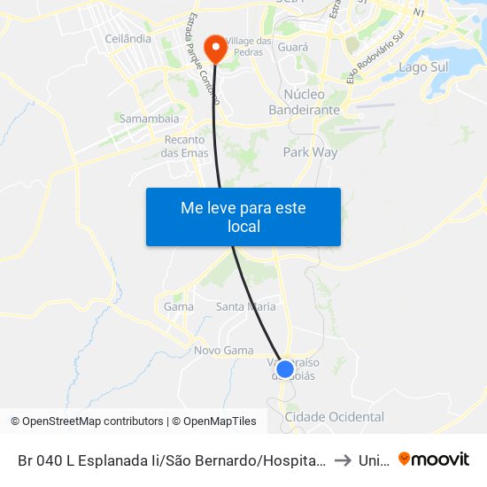 Br 040 L Esplanada Ii/São Bernardo/Hospital Nossa Senhora Aparecida to Unieuro map