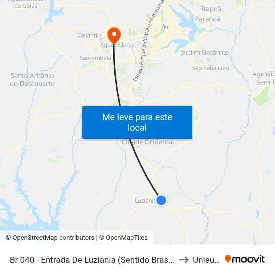 Br 040 - Entrada De Luziania (Sentido Brasília) to Unieuro map
