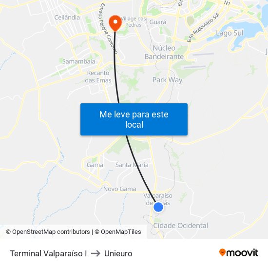 Terminal Valparaíso I to Unieuro map