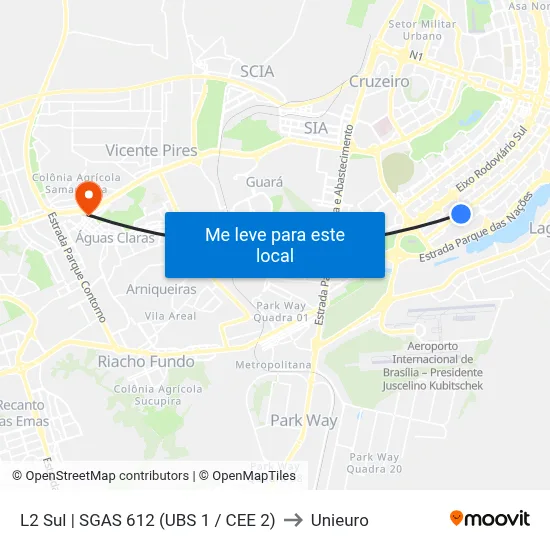 L2 Sul | SGAS 612 (UBS 1 / CEE 2) to Unieuro map