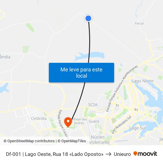 Df-001 | Lago Oeste, Rua 18 «Lado Oposto» to Unieuro map