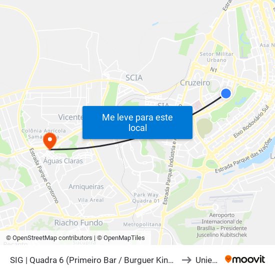 SIG | Quadra 6 (Primeiro Bar / Burguer King / Nazo) to Unieuro map