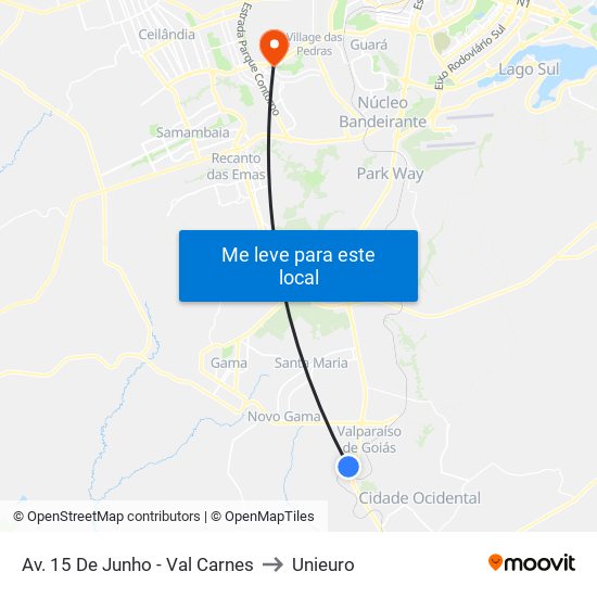 Av. 15 De Junho - Val Carnes to Unieuro map