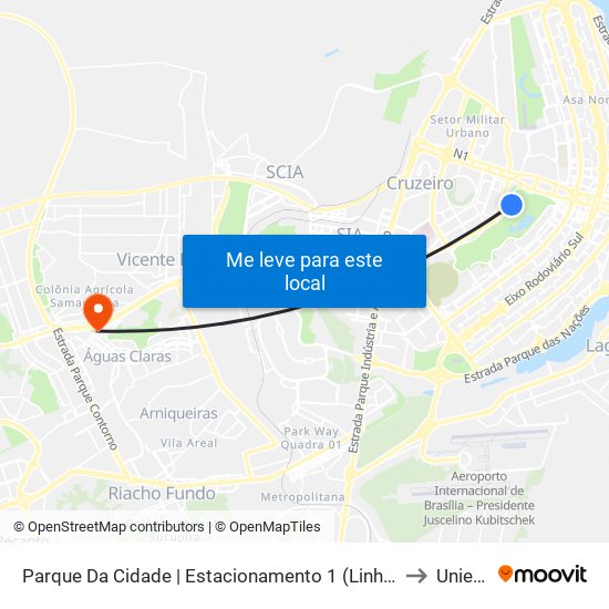 Parque Da Cidade | Estacionamento 1 (Linha Gratuita) to Unieuro map