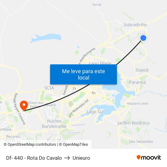 Df- 440 - Rota Do Cavalo to Unieuro map