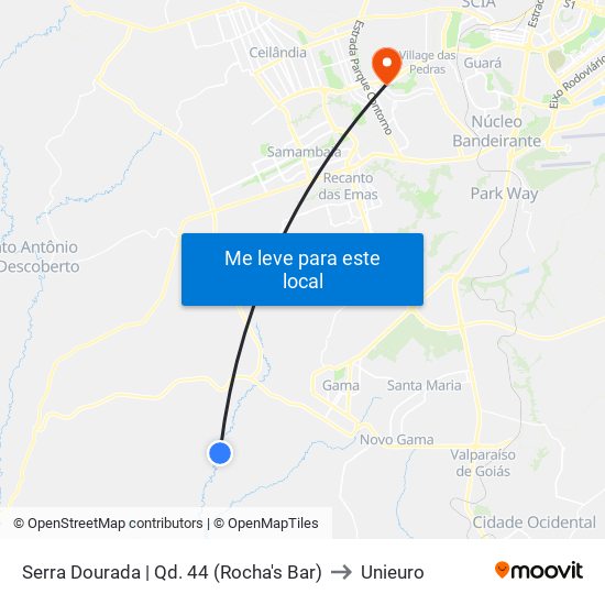Serra Dourada | Qd. 44 (Rocha's Bar) to Unieuro map