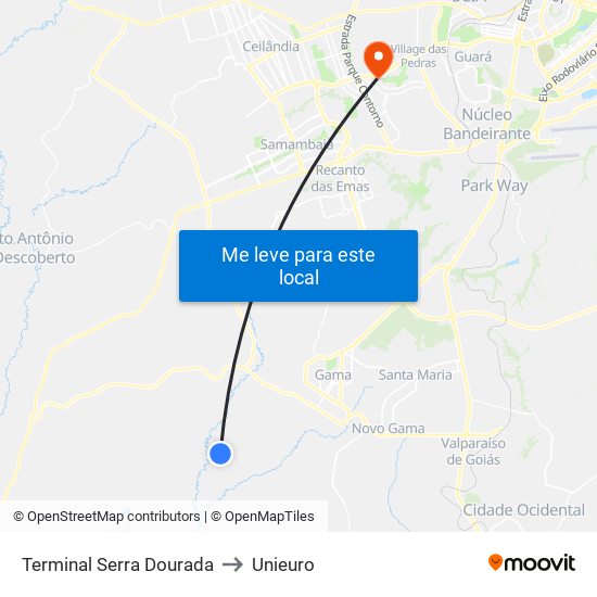 Terminal Serra Dourada to Unieuro map