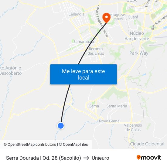 Serra Dourada | Qd. 28 (Sacolão) to Unieuro map