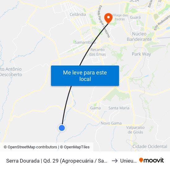Serra Dourada | Qd. 29 (Agropecuária / Sacolão) to Unieuro map