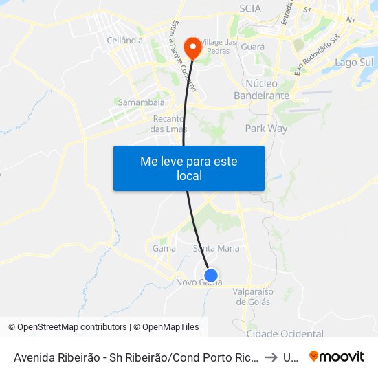 Avenida Ribeirão - Sh Ribeirão/Cond Porto Rico Fase 1 Q 3 (Assembleia De Deus De Brasília) to Unieuro map