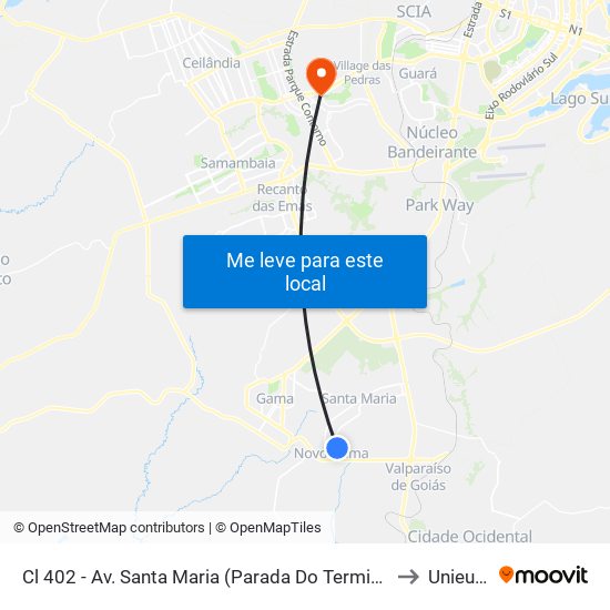 Cl 402 - Av. Santa Maria (Parada Do Terminal) to Unieuro map
