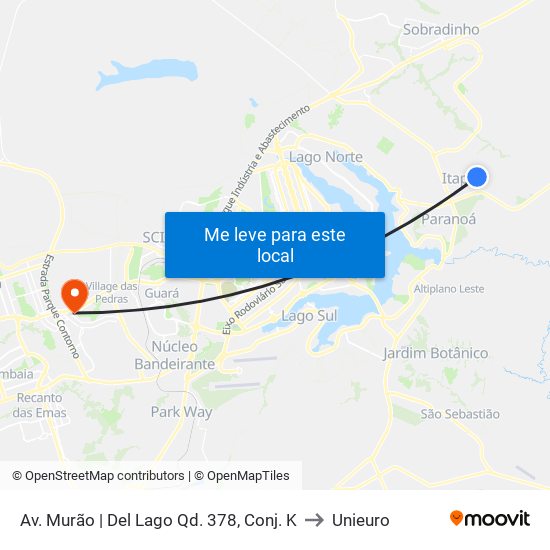 Av. Murão | Del Lago Qd. 378, Conj. K to Unieuro map