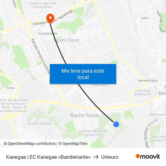 Kanegae | EC Kanegae »Bandeirante» to Unieuro map