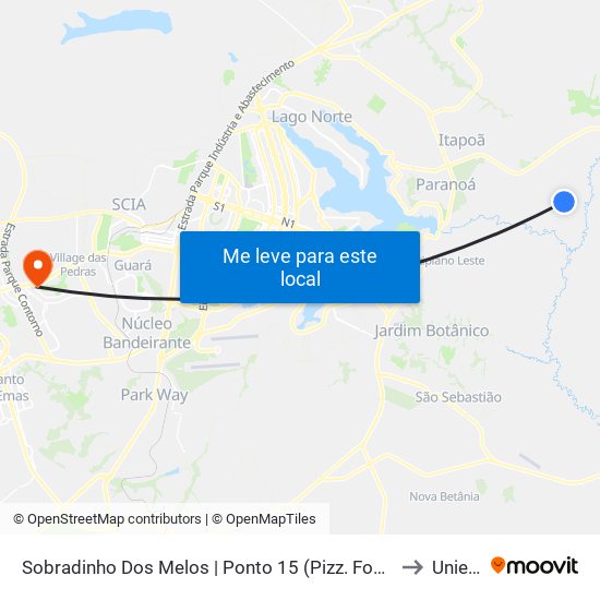 Sobradinho Dos Melos | Ponto 15 (Pizz. Fonte Do Sabor) to Unieuro map