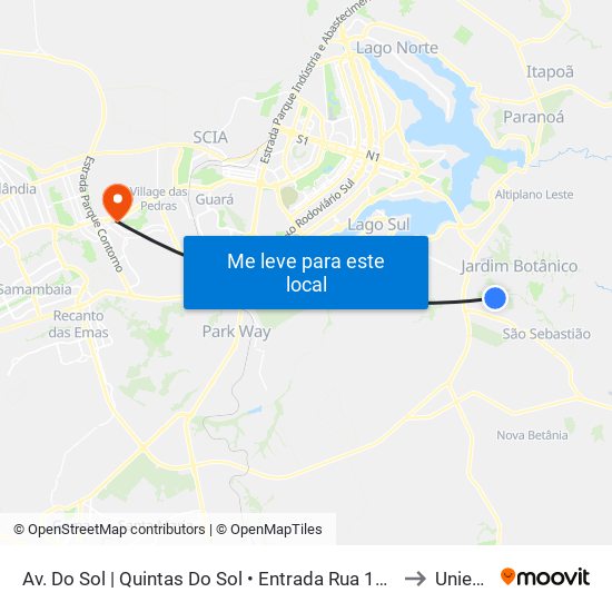 Av. Do Sol | Quintas Do Sol • Entrada Rua 102 E 103 to Unieuro map