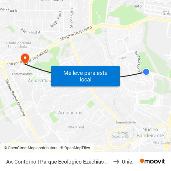 Av. Contorno | Parque Ecológico Ezechias Heringuer to Unieuro map